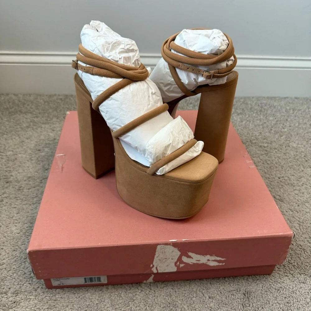 Cult Gaia‎ Hyte Suede Platform Sandals Camel US 9 EU 39